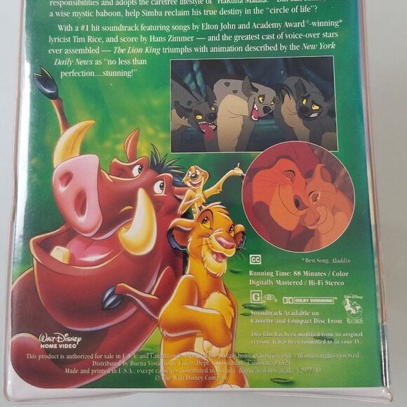 The Lion King VHS 1995 The Walt Disney Masterpiece Collection Clam Shell Box - Picture 6 of 10